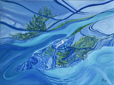 Peinture intitulée "Le requin bleu" par Jean-Marc Dufer, Œuvre d'art originale, Huile Monté sur Châssis en bois