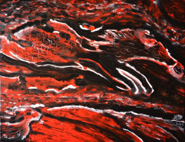제목이 "L'ombre rouge"인 미술작품 Jean-Marc Dufer로, 원작, 기름 나무 들것 프레임에 장착됨