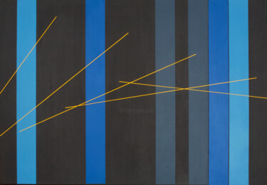 Pintura intitulada "Blue stripes" por Jean-Marc Gardeux, Obras de arte originais, Acrílico