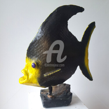 Sculpture intitulée "Poisson aux yeux vi…" par Jean Marc Joblot, Œuvre d'art originale, Plâtre