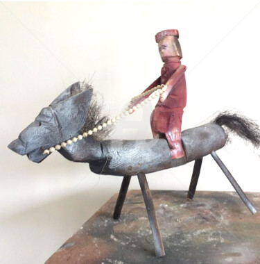 Escultura titulada "le cavalier" por Jean Marc Joblot, Obra de arte original, Madera