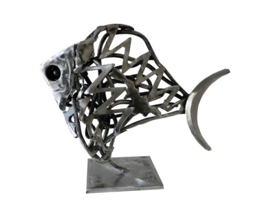 Escultura titulada "LE POISSON b" por Jean-Marc Martinez, Obra de arte original, Metales