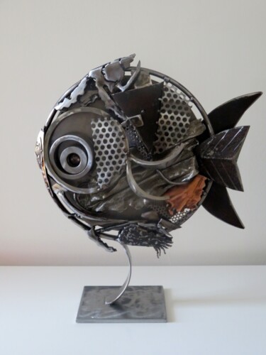 Skulptur mit dem Titel "LE POISSON" von Jean-Marc Martinez, Original-Kunstwerk, Metalle