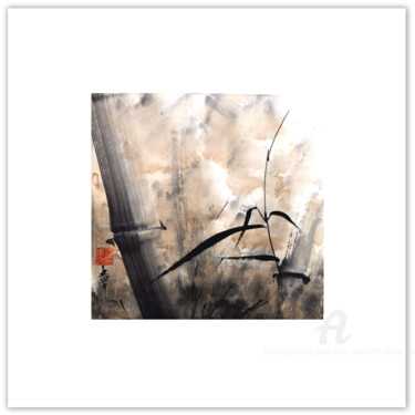 Malerei mit dem Titel "série "carré zen" b…" von Jean-Marc Moschetti (encre-zen), Original-Kunstwerk, Tinte Auf Keilrahmen a…