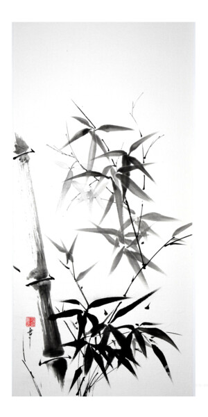 Pintura titulada "bambou" por Jean-Marc Moschetti (encre-zen), Obra de arte original, Tinta Montado en Bastidor de camilla d…