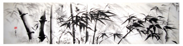 Peinture intitulée "forêt de bambous pa…" par Jean-Marc Moschetti (encre-zen), Œuvre d'art originale, Encre Monté sur Châssi…