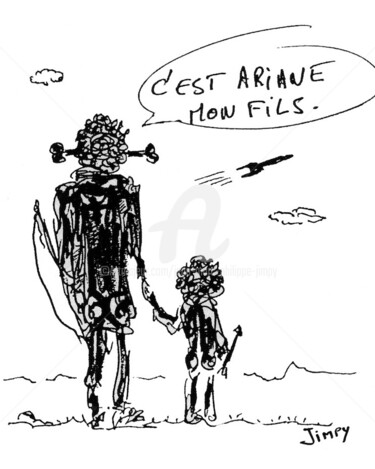 Drawing titled "C'EST ARIANE MON FI…" by Jean-Marc Philippe (Jimpy), Original Artwork, Marker
