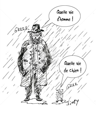 Tekening getiteld "QUELLE VIE !" door Jean-Marc Philippe (Jimpy), Origineel Kunstwerk, Marker