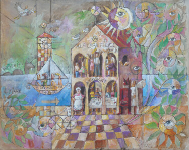 Pintura intitulada "La Casa Felice # 2" por Jean-Marc Plumauzille, Obras de arte originais, Acrílico Montado em Armação em m…