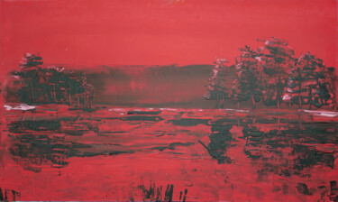 Painting titled "Paysage  rouge et n…" by Jean-Marc Quilichini, Original Artwork, Acrylic