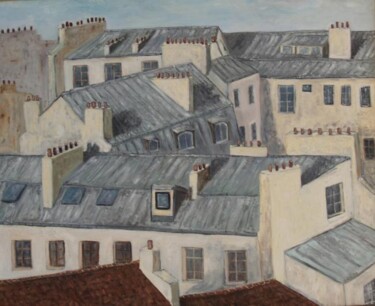 Painting titled "Toits de paris vue…" by Jean-Marc Serieys, Original Artwork, Oil