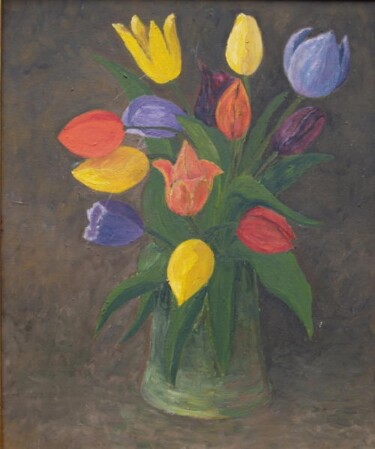 Painting titled "TULIPES" by Jean-Marc Serieys, Original Artwork, Oil