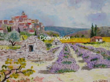 Painting titled "VUE DE CORDES SUR C…" by Jean-Marc Serieys, Original Artwork, Oil