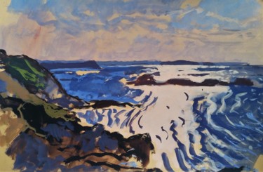 Peinture intitulée "Les vagues bleues" par Jean-Marie Brault, Œuvre d'art originale, Gouache
