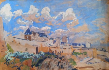 Peinture intitulée "Saint-Malo par ciel…" par Jean-Marie Brault, Œuvre d'art originale, Gouache