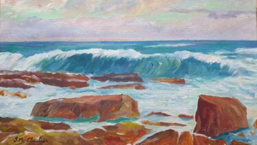 Painting titled "La vague" by Jean-Marie Cluchier, Original Artwork, Acrylic