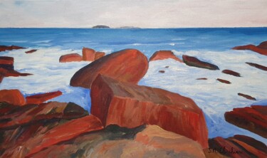 Painting titled "Les rochers rouges" by Jean-Marie Cluchier, Original Artwork, Acrylic
