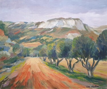 Painting titled "Paysage en Languedoc" by Jean-Marie Cluchier, Original Artwork, Acrylic