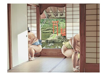 Digital Arts titled "Sumo Wrestlers" by Jean-Marie Gitard (Mr STRANGE), Original Artwork, Digital Collage
