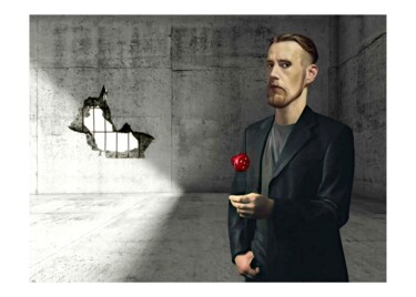Digitale Kunst getiteld "Mark and the Red Di…" door Jean-Marie Gitard (Mr STRANGE), Origineel Kunstwerk, Digitale collage
