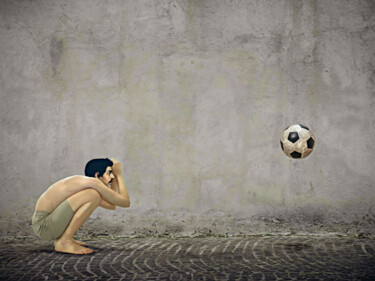 Arte digitale intitolato "Le Ballon d'Aaron" da Jean-Marie Gitard (Mr STRANGE), Opera d'arte originale, Fotomontaggio