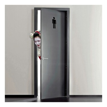 Digital Arts titled "The Male Toilet Door" by Jean-Marie Gitard (Mr STRANGE), Original Artwork, Digital Collage
