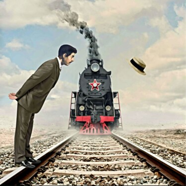数字艺术 标题为“La Locomotive” 由Jean-Marie Gitard (Mr STRANGE), 原创艺术品, 照片蒙太奇