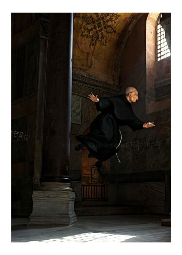 Digitale Kunst getiteld "The Flying Monk" door Jean-Marie Gitard (Mr STRANGE), Origineel Kunstwerk, Foto Montage