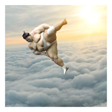 Digitale Kunst mit dem Titel "Flying Sumo" von Jean-Marie Gitard (Mr STRANGE), Original-Kunstwerk, Digitale Collage