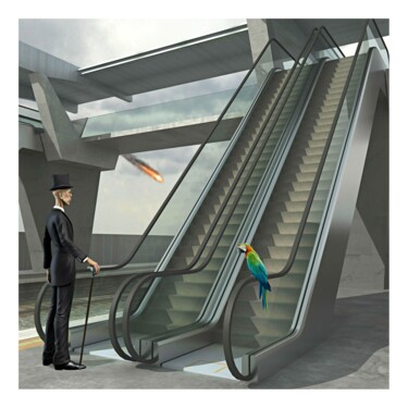 Arte digitale intitolato "Escalators" da Jean-Marie Gitard (Mr STRANGE), Opera d'arte originale, Collage digitale