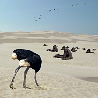 Arts numériques intitulée "Ostrich Tactic" par Jean-Marie Gitard (Mr STRANGE), Œuvre d'art originale, Collage numérique Mont…