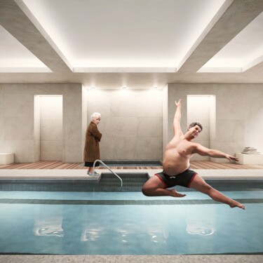 Arte digital titulada "SWIMMING POOL" por Jean-Marie Gitard (Mr STRANGE), Obra de arte original, Foto-montaje