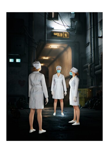 Digital Arts titled "White Zombies" by Jean-Marie Gitard (Mr STRANGE), Original Artwork, Digital Collage
