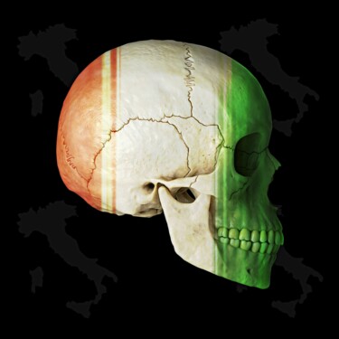Digitale Kunst getiteld "Skull Italia" door Jean-Marie Gitard (Mr STRANGE), Origineel Kunstwerk, Digitale collage