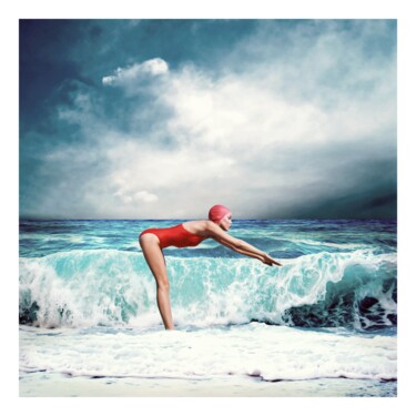 Digitale Kunst mit dem Titel "The swimming lesson" von Jean-Marie Gitard (Mr STRANGE), Original-Kunstwerk, Digitale Collage