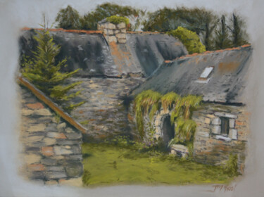 Schilderij getiteld "Ferme abandonnée -…" door Jean-Marie Nicol, Origineel Kunstwerk, Pastel