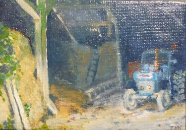 Schilderij getiteld ""Vieux tracteur For…" door Jean-Marie Nicol, Origineel Kunstwerk, Olie