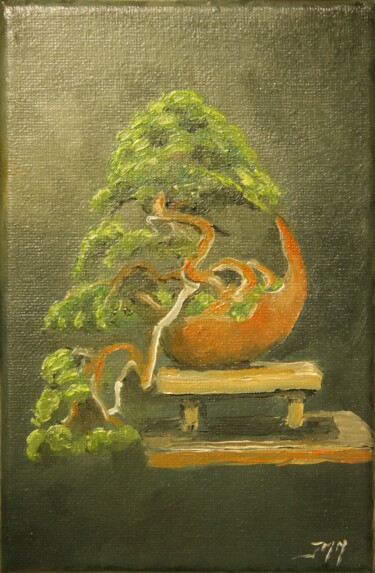 Painting titled "bonsaï" by Jean-Marie Nicol, Original Artwork, Oil
