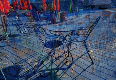 Digitale Kunst mit dem Titel "Les chaises Bleues" von Jean-Marie Palacios, Original-Kunstwerk, 2D digitale Arbeit