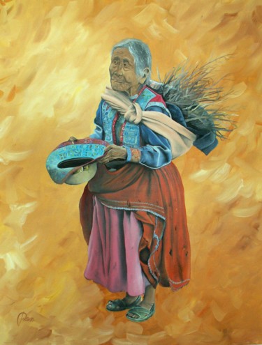Mendiante péruvienne Peinture intitulée "Mendiante péruvienne" par Jean-Marie Pen, Œuvre d'art originale, Huile