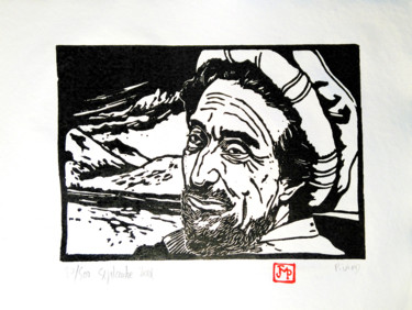 Gravures & estampes intitulée "Massoud" par Jean-Marie Picard, Œuvre d'art originale, Xylographie