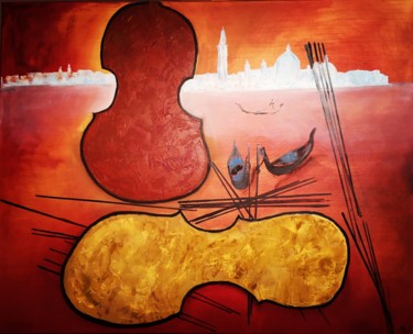 Pintura titulada "Venise... Que d'eau…" por Jean-Marie Reynaud (jmry), Obra de arte original, Oleo Montado en Bastidor de ca…
