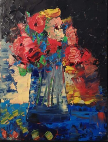 Painting titled "Bouquet III" by Jean-Marie Reynaud (jmry), Original Artwork, Oil Mounted on artwork_cat.