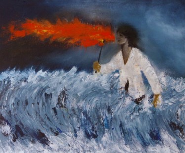 Peinture intitulée "Le cracheur de feu" par Jean-Marie Reynaud (jmry), Œuvre d'art originale