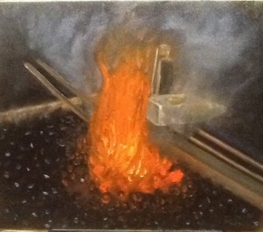 Pintura intitulada "La forge" por Jean-Marie Reynaud (jmry), Obras de arte originais