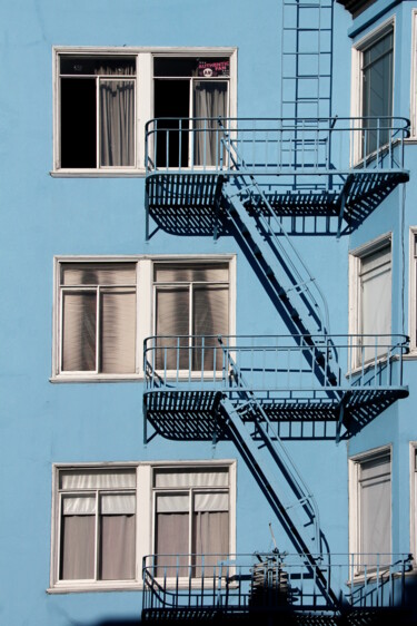 Photography titled "Blue stairway, San-…" by Jean-Marie Virat, Original Artwork, Digital Photography