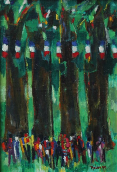 Peinture intitulée "La fête" par Jean-Maxime Relange, Œuvre d'art originale, Huile Monté sur Châssis en bois