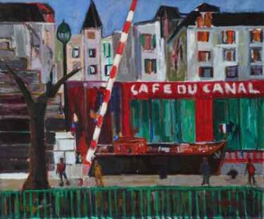 Peinture intitulée "Le long du Canal St…" par Jean-Maxime Relange, Œuvre d'art originale, Huile Monté sur Châssis en bois