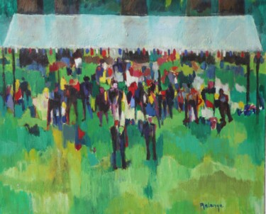 Painting titled "Garden Party" by Jean-Maxime Relange, Original Artwork, Oil Mounted on Wood Stretcher frame