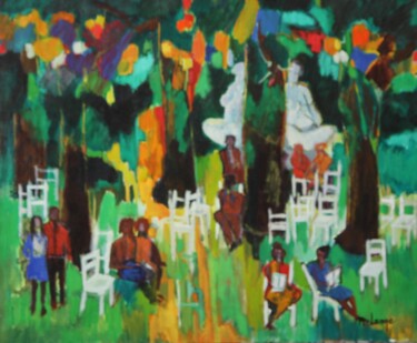 Painting titled "Le Jardin du Luxemb…" by Jean-Maxime Relange, Original Artwork, Oil Mounted on Wood Stretcher frame
